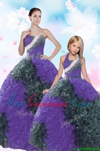 Cute Multi-color Sleeveless Floor Length Sequins and Pick Ups Lace Up Quinceanera Dresses