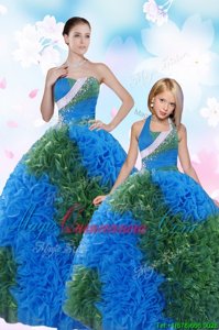 Multi-color Ball Gowns Sequins and Pick Ups Sweet 16 Dresses Lace Up Taffeta Sleeveless Floor Length