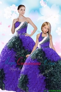 Glorious Multi-color Quinceanera Dress Military Ball and Sweet 16 and Quinceanera and For with Sequins and Pick Ups Sweetheart Sleeveless Lace Up