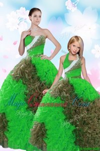 Multi-color Ball Gowns Sequins and Pick Ups Sweet 16 Quinceanera Dress Lace Up Taffeta Sleeveless Floor Length