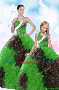Charming Multi-color Sleeveless Floor Length Sequins and Pick Ups Lace Up Quinceanera Dresses