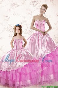 Ruffled Sweetheart Sleeveless Lace Up Quinceanera Gown Lilac Organza