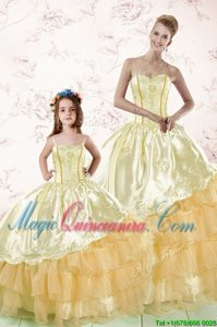 Sleeveless Lace Up Floor Length Embroidery and Ruffled Layers Ball Gown Prom Dress