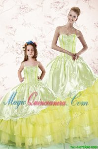 Ruffled Sweetheart Sleeveless Lace Up Quinceanera Dress Light Yellow Organza