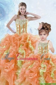 Sequins Sweetheart Sleeveless Lace Up Sweet 16 Quinceanera Dress Multi-color Organza