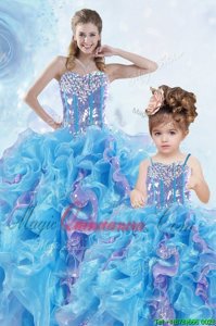 Ideal Sequins Sweetheart Sleeveless Lace Up Vestidos de Quinceanera Multi-color Organza
