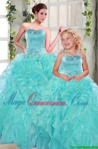 Sleeveless Beading and Ruffles Lace Up Quinceanera Gown