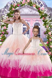 Artistic Sleeveless Lace Up Floor Length Beading Ball Gown Prom Dress