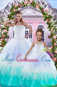 Sleeveless Lace Up Floor Length Beading Sweet 16 Quinceanera Dress