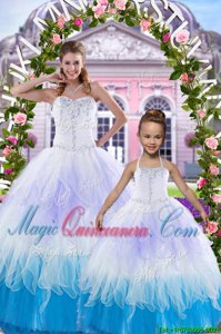 Shining Sleeveless Beading Lace Up Vestidos de Quinceanera