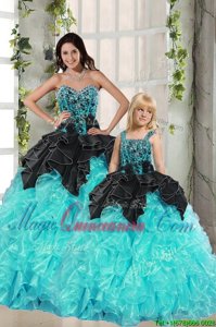 Organza Sleeveless Floor Length Quinceanera Dress and Beading and Ruffles