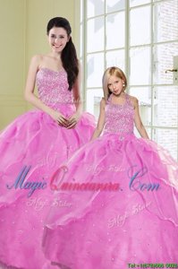 Sequins Ball Gowns Sweet 16 Dress Lilac Sweetheart Organza Sleeveless Floor Length Lace Up