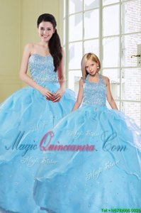 Sequins Floor Length Baby Blue Sweet 16 Quinceanera Dress Sweetheart Sleeveless Lace Up