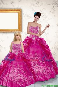 Eye-catching Fuchsia Strapless Lace Up Beading and Appliques and Pick Ups Quince Ball Gowns Sleeveless