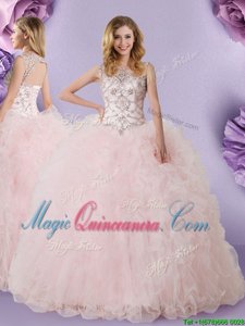 Fantastic Scoop Sleeveless Lace Up Floor Length Lace 15th Birthday Dress