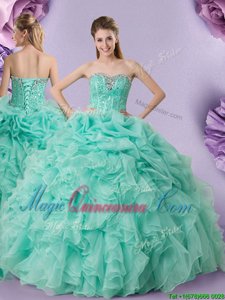 Sleeveless Lace Up Floor Length Beading and Ruffles and Pick Ups Sweet 16 Dress