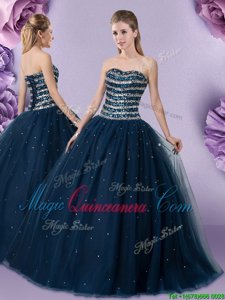 New Arrival Dark Green Sleeveless Tulle Lace Up Sweet 16 Quinceanera Dress for Military Ball and Sweet 16 and Quinceanera