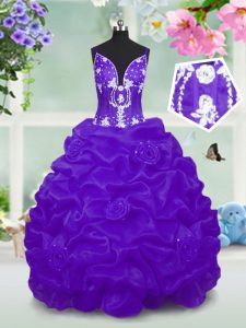 Sleeveless Beading and Pick Ups Lace Up Pageant Gowns