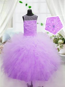 Custom Fit Hot Pink Scoop Neckline Ruffles Pageant Dress for Teens Sleeveless Zipper
