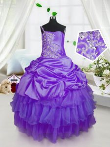 Trendy Sleeveless Lace Up Floor Length Beading and Ruffled Layers and Pick Ups Pageant Dress Wholesale