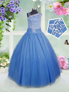 Tulle Sleeveless Floor Length Pageant Dress Toddler and Beading