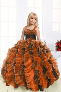 Enchanting Sleeveless Beading and Ruffles Lace Up Pageant Dress