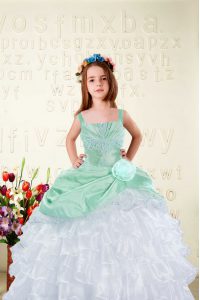 Fashion Ball Gowns Pageant Dress for Teens White Square Organza Sleeveless Floor Length Lace Up