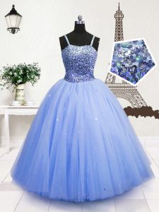 Most Popular Sleeveless Zipper Floor Length Beading and Sequins Pageant Dress
