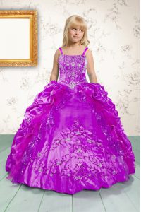 Sleeveless Lace Up Floor Length Beading and Appliques and Pick Ups Pageant Dresses