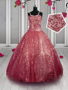 Sleeveless Beading and Sequins Lace Up Kids Formal Wear