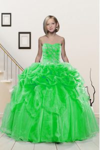 Sweetheart Lace Up Beading and Pick Ups Winning Pageant Gowns Sleeveless