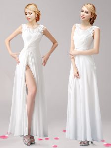 Scoop Appliques Mother Of The Bride Dress White Zipper Sleeveless Floor Length