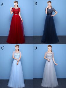 Spectacular Scoop Short Sleeves Beading Lace Up Mother Of The Bride Dress
