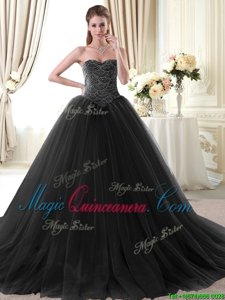 Sleeveless Beading Lace Up Quinceanera Gown