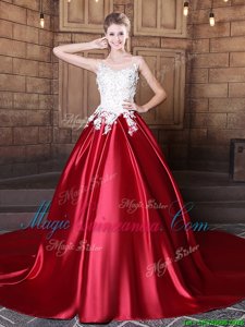 Scoop Sleeveless Lace Up Floor Length Lace and Appliques Sweet 16 Dress