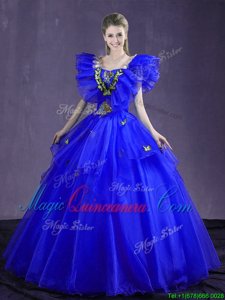 Sleeveless Appliques and Ruffles Lace Up Sweet 16 Quinceanera Dress
