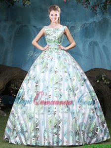 Straps Straps Floor Length Lace Up Ball Gown Prom Dress Multi-color and In for Military Ball and Sweet 16 and Quinceanera with Appliques and Pattern