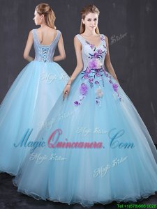 Super Sleeveless Lace Up Floor Length Lace and Appliques Sweet 16 Dresses