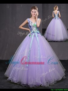 Gorgeous Tulle Sleeveless Floor Length Sweet 16 Dress and Beading and Belt