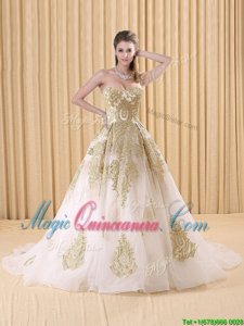 Pretty White Sleeveless Appliques Lace Up 15th Birthday Dress