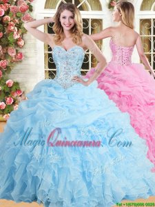 Sleeveless Lace Up Floor Length Beading and Appliques and Ruffles and Pick Ups Quinceanera Gowns
