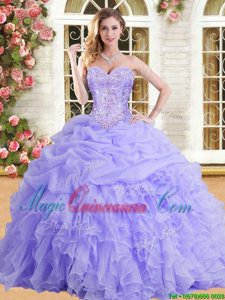 Sweetheart Sleeveless Lace Up Quinceanera Dresses Lavender Organza