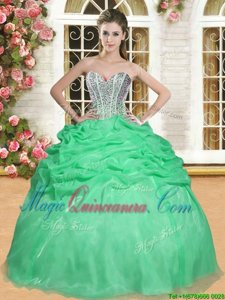 Perfect Organza Lace Up Quinceanera Dresses Sleeveless Floor Length Beading