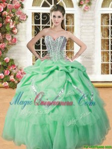 Ball Gowns Organza Sweetheart Sleeveless Beading and Pick Ups Floor Length Lace Up Quince Ball Gowns