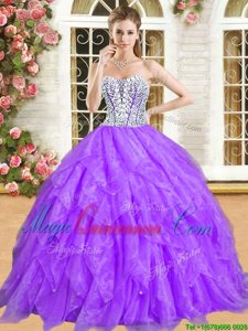 Charming Sleeveless Beading and Ruffles Lace Up Sweet 16 Dresses