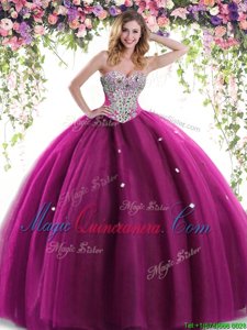 Romantic Sleeveless Lace Up Floor Length Beading 15th Birthday Dress