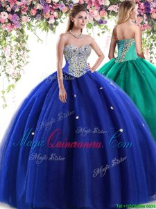 Deluxe Tulle Sleeveless Floor Length Quinceanera Gown and Beading