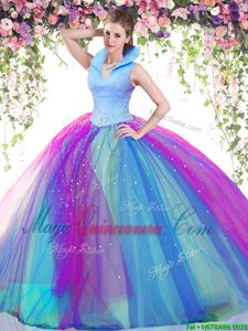 Free and Easy Backless Multi-color Sleeveless Beading Floor Length Quinceanera Gown