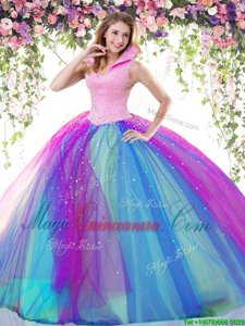 Super Floor Length Backless Quinceanera Dresses Multi-color and In for Military Ball and Sweet 16 and Quinceanera with Beading