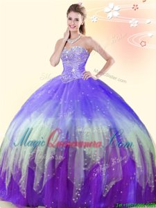 Floor Length Multi-color Quinceanera Gown Sweetheart Sleeveless Lace Up